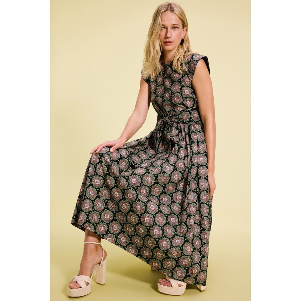 THE GREAT Womens Medallion Print Prairie Maxi Dress Size 2 Cottage Boho